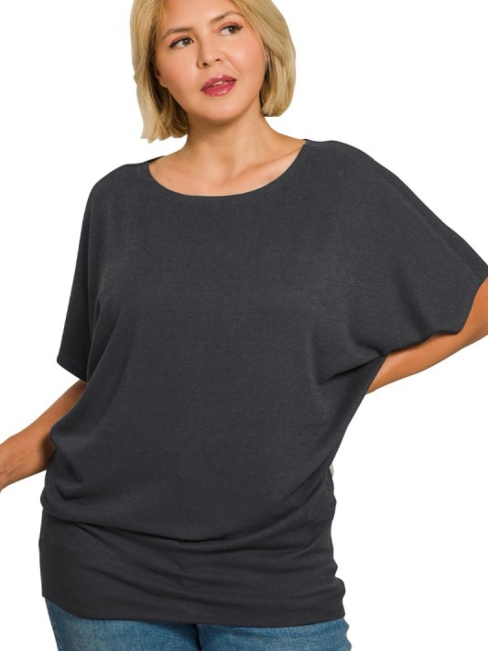 Zenana Outfitters Black Oversized Dolman Sleeve Tee